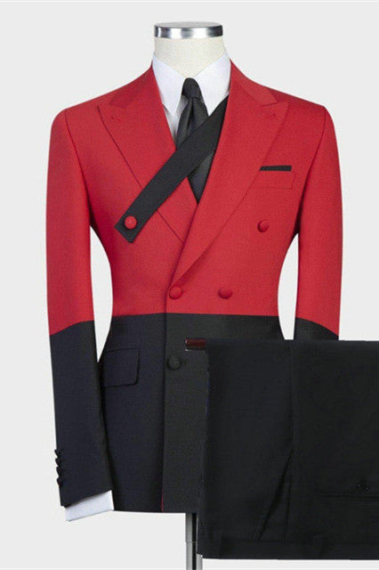 Newinlook Stylish Red Double-Breasted Wedding Suit Inspired by David Beckham