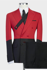 Newinlook Stylish Red Double-Breasted Wedding Suit Inspired by David Beckham