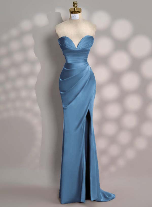 Newinlook Charming Red Split Pleated Evening Dress