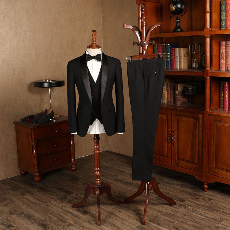 Newinlook Baldwin All-Black Custom Three-Piece Wedding Suit for Bridegrooms