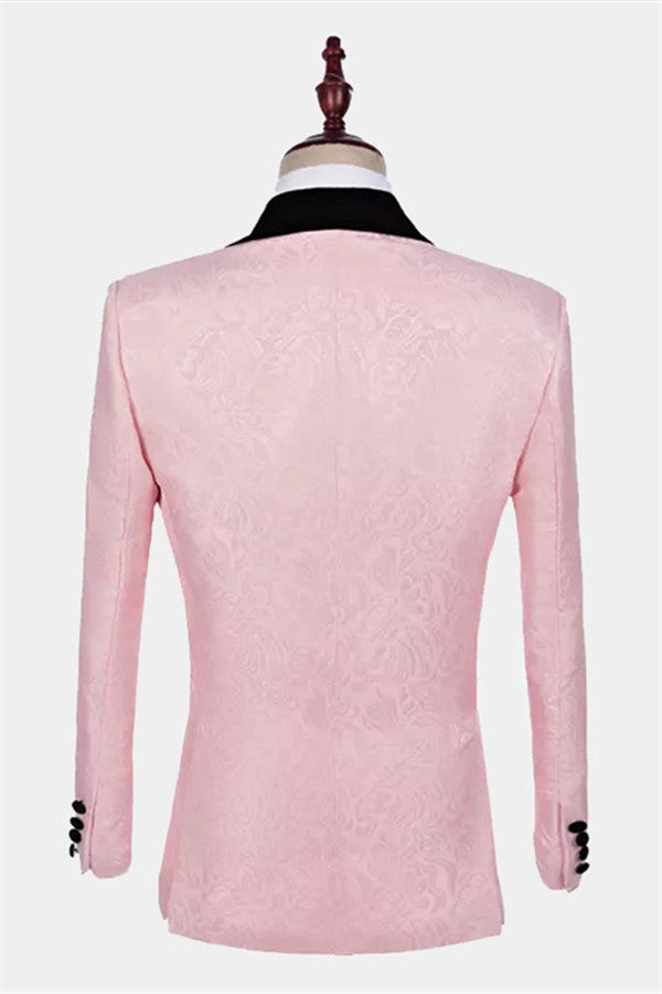 Newinlook Reception Suit - Pink Jacquard Tuxedo on Sale for Groom