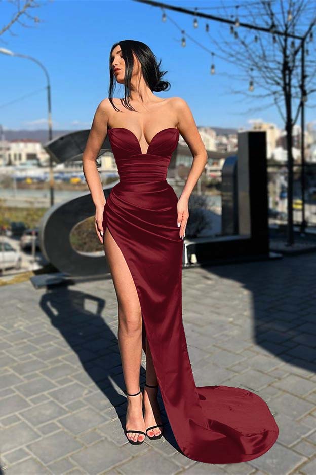 Newinlook Sweetheart Purple Long Evening Dress Mermaid With Split