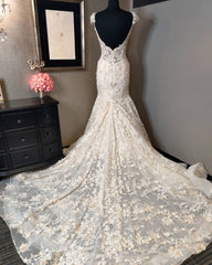 Cap Sleeves Mermaid Wedding Dress Lace Applqiues Online