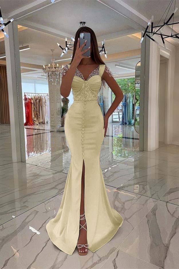Amazing Mint Green Cap Sleeves Formal Dress Long Front Slit With Buttons Beads