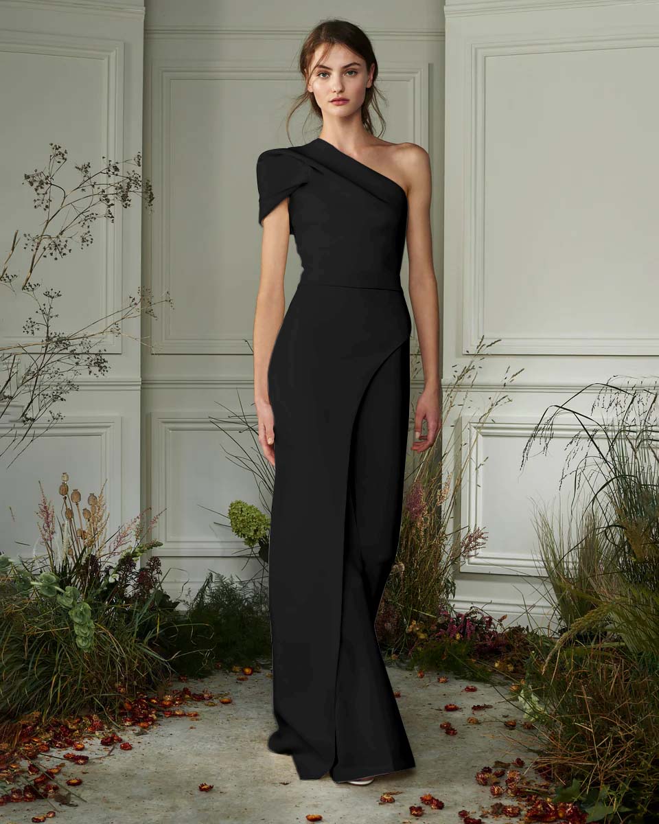 Newinlook Chic White One-Shoulder Irregular Long Party Jump Suit