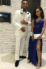 Newinlook Fashionable White Custom Two-Piece Wedding Suit with Shawl Lapel