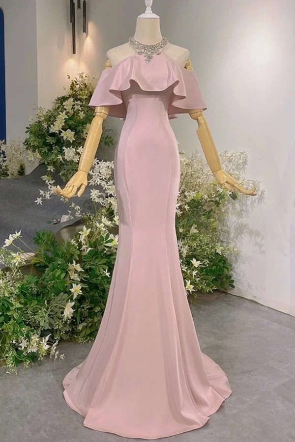 Sleeveless Off the Shoulder Long Mermaid Formal Dress With Pleated
