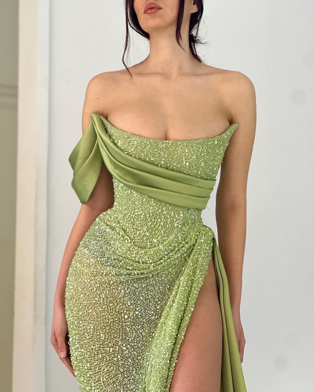 Charming Floor-Length One-Shoulder A-Line Prom Dress with High Slit