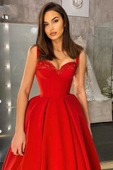 Charming Sleeveless Red Homecoming Dress Ankle Length Evening Party Dress