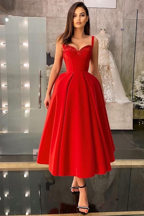 Charming Sleeveless Red Homecoming Dress Ankle Length Evening Party Dress