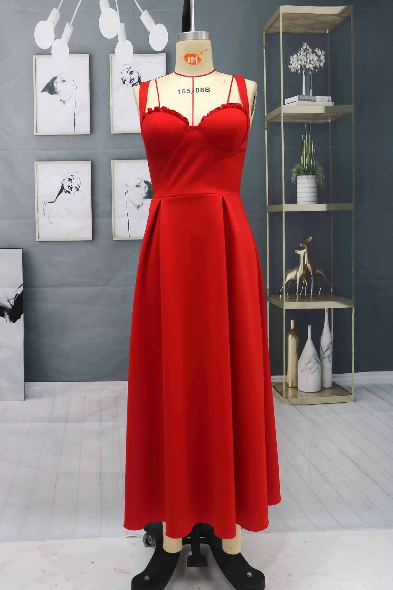 Charming Sleeveless Red Homecoming Dress Ankle Length Evening Party Dress