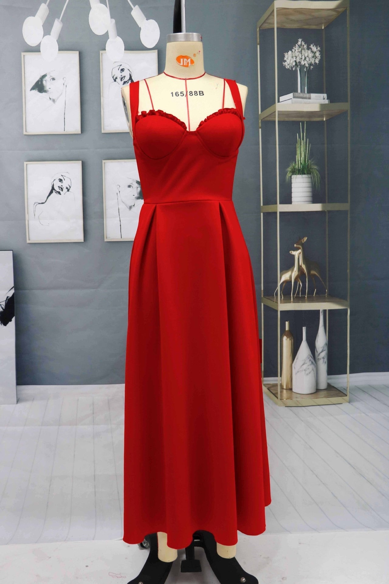 Charming Sleeveless Red Homecoming Dress Ankle Length Evening Party Dress