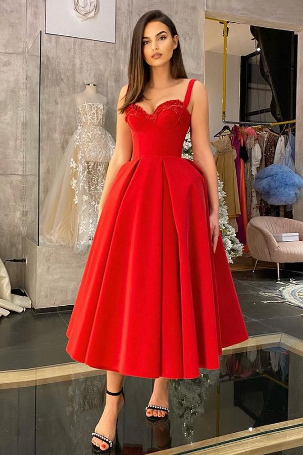 Charming Sleeveless Red Homecoming Dress Ankle Length Evening Party Dress