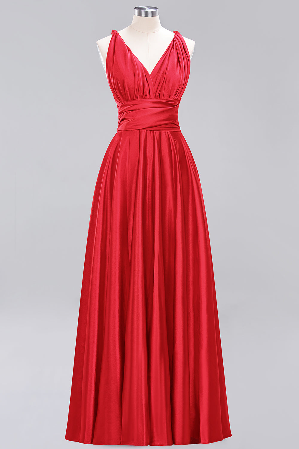 Chic Burgundy Satin Long Bridesmaid Dresses With One Shoulder