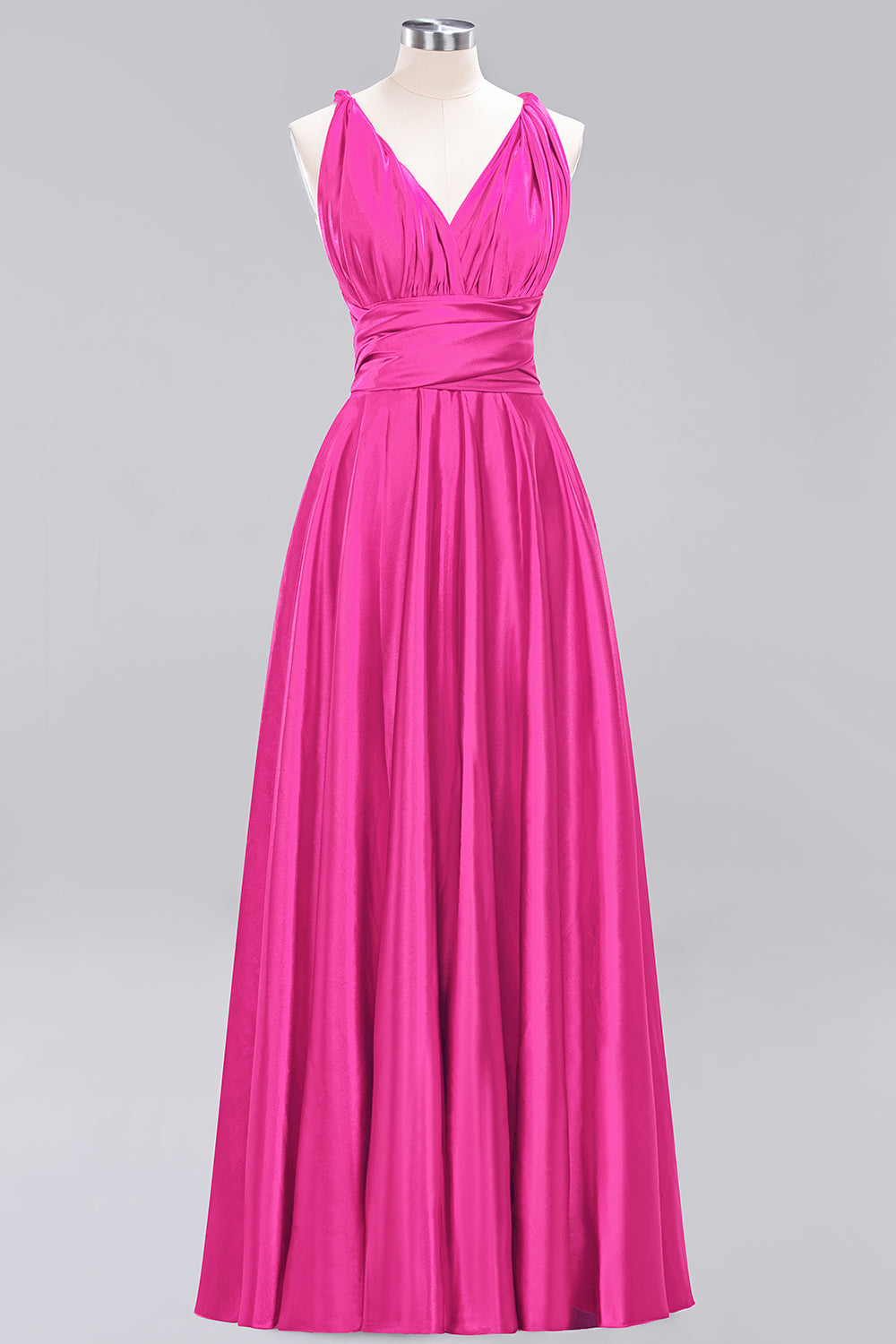 Chic Burgundy Satin Long Bridesmaid Dresses With One Shoulder