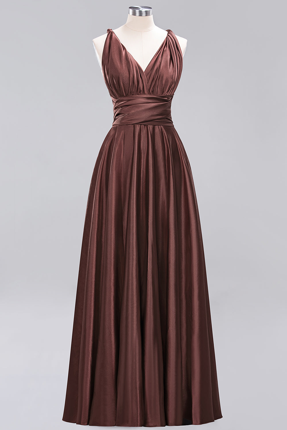 Chic Burgundy Satin Long Bridesmaid Dresses With One Shoulder