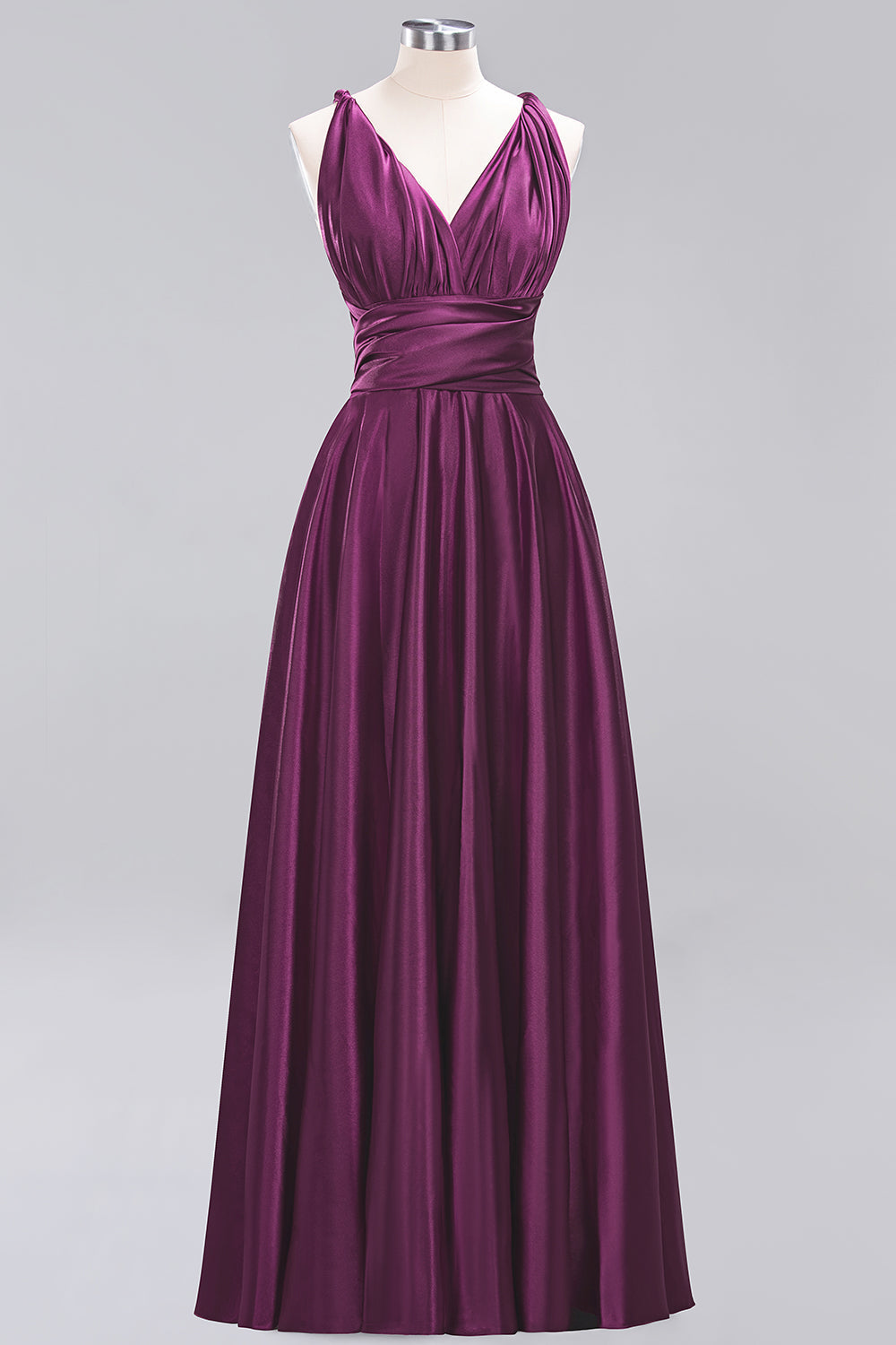 Chic Burgundy Satin Long Bridesmaid Dresses With One Shoulder
