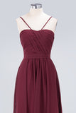 Chic Burgundy Sweetheart Long Bridesmaid Dress With Spaghetti-Straps