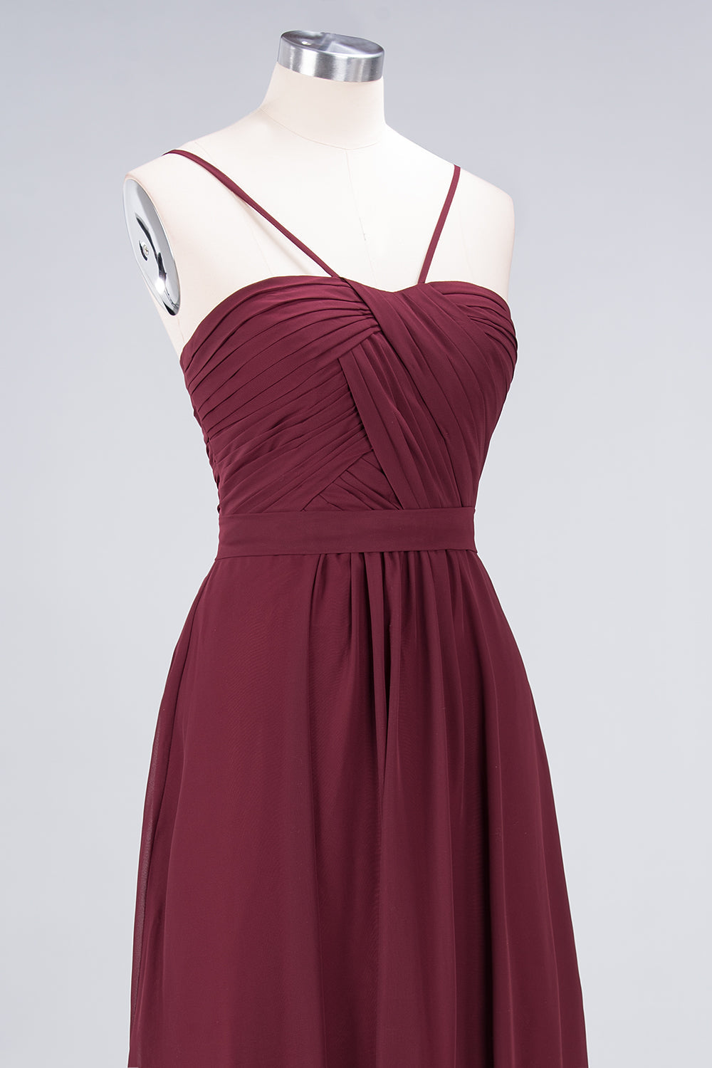Chic Burgundy Sweetheart Long Bridesmaid Dress With Spaghetti-Straps