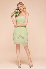 Chic Chiffon Sweetheart Short Bridesmaid Dresses with Ruffle