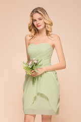 Chic Chiffon Sweetheart Short Bridesmaid Dresses with Ruffle