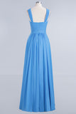 Chic Crisscross Ocean Blue Junior Bridesmaid Dresses Affordable Chiffon Ruffle Maid of Honor Dresses