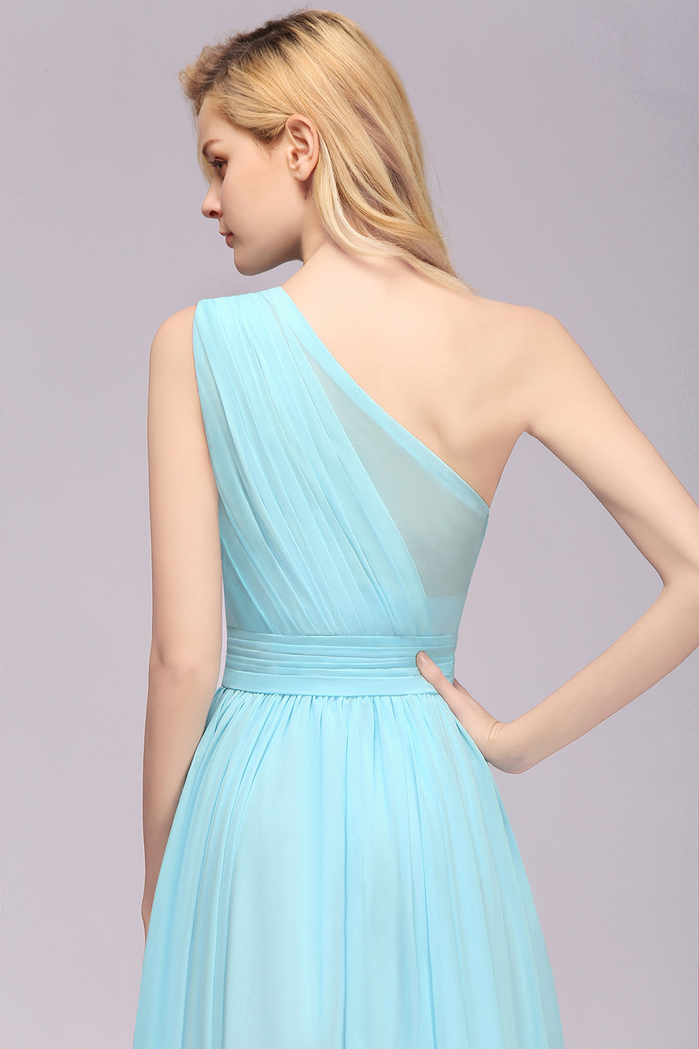 Chic Hi-Lo One Shoulder Ruffle Affordable Bridesmaid Dress Affordable