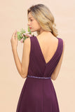Chic Hi-Lo V Neck Ruffle Bridesmaid Dress with Beading Sash