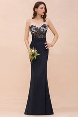 Chic Mermaid Chiffon Lace Affordable Bridesmaid Dress with Spaghetti Straps