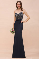 Chic Mermaid Chiffon Lace Affordable Bridesmaid Dress with Spaghetti Straps