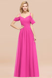 Chic Off-the-shoulder Burgundy Bridesmaid Dress with Spaghetti Straps