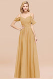 Chic Off-the-shoulder Burgundy Bridesmaid Dress with Spaghetti Straps