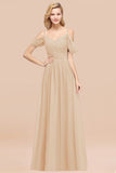 Chic Off-the-shoulder Burgundy Bridesmaid Dress with Spaghetti Straps