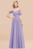 Chic Off-the-shoulder Burgundy Bridesmaid Dress with Spaghetti Straps