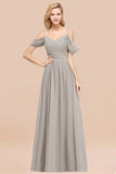 Chic Off-the-shoulder Burgundy Bridesmaid Dress with Spaghetti Straps