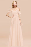 Chic Off-the-shoulder Burgundy Bridesmaid Dress with Spaghetti Straps