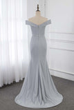 Chic Off-the-Shoulder Sleeveless Long Prom Dresses with Front Slit Online