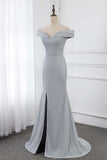 Chic Off-the-Shoulder Sleeveless Long Prom Dresses with Front Slit Online