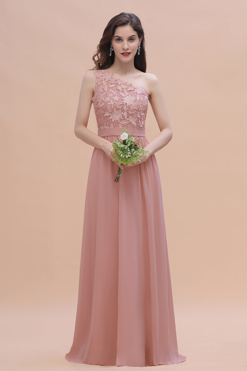 vintage bridesmaid dresses for sale Chic One Shoulder Chiffon Lace Vintage Mauve Bridesmaid Dresses On Sale