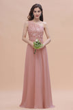 Chic One Shoulder Chiffon Lace Vintage Mauve Bridesmaid Dress On Sale
