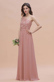 Chic One Shoulder Chiffon Lace Vintage Mauve Bridesmaid Dress On Sale