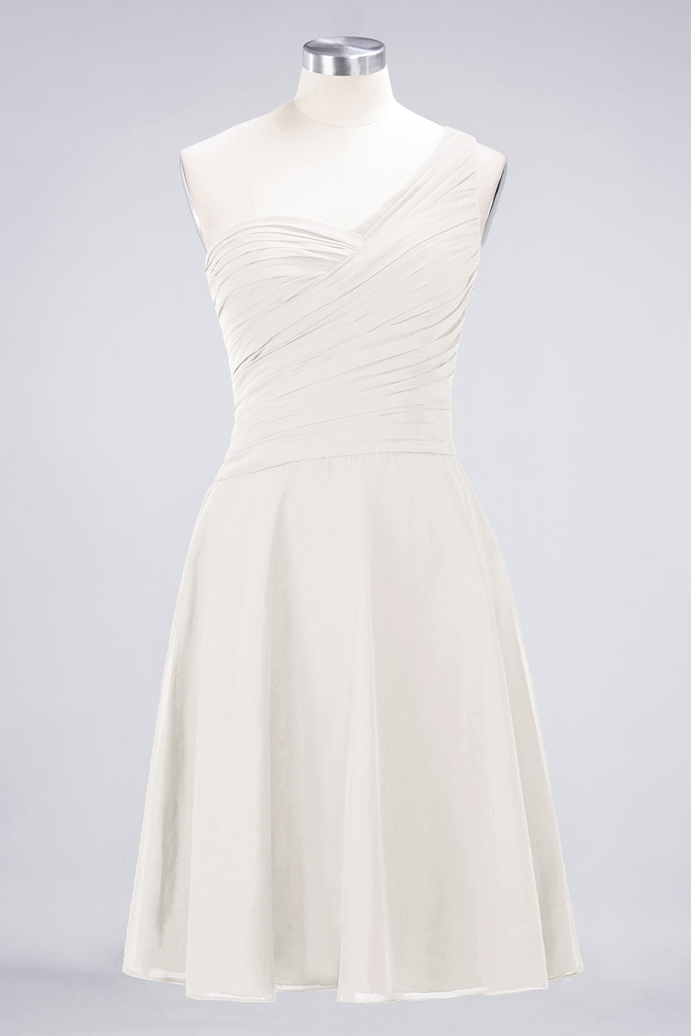 Chic One-Shoulder Short Burgundy Affordable Bridesmaid Dress with Ruffle