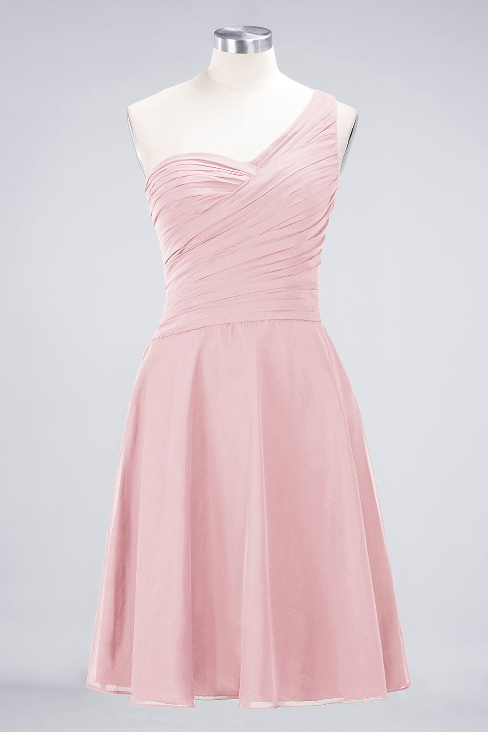Chic One-Shoulder Short Burgundy Affordable Bridesmaid Dress with Ruffle