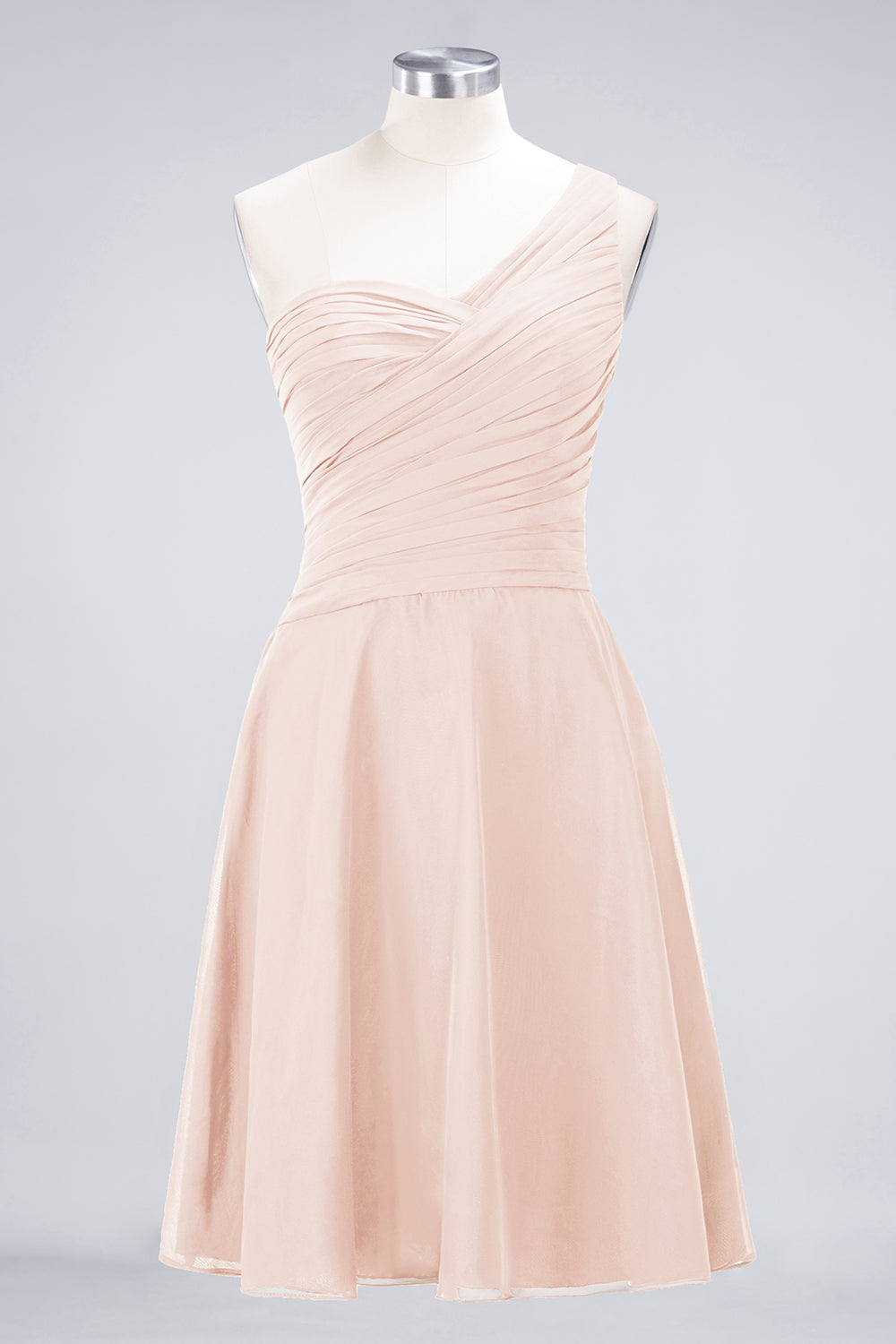 Chic One-Shoulder Short Burgundy Affordable Bridesmaid Dress with Ruffle