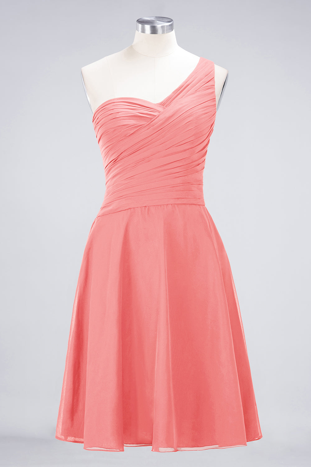 Chic One-Shoulder Short Burgundy Affordable Bridesmaid Dress with Ruffle