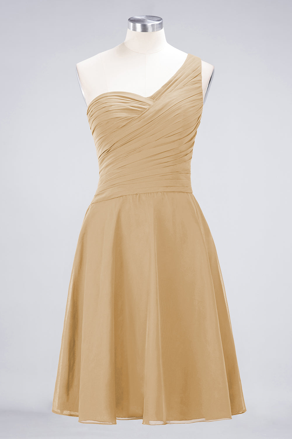 Chic One-Shoulder Short Burgundy Affordable Bridesmaid Dress with Ruffle