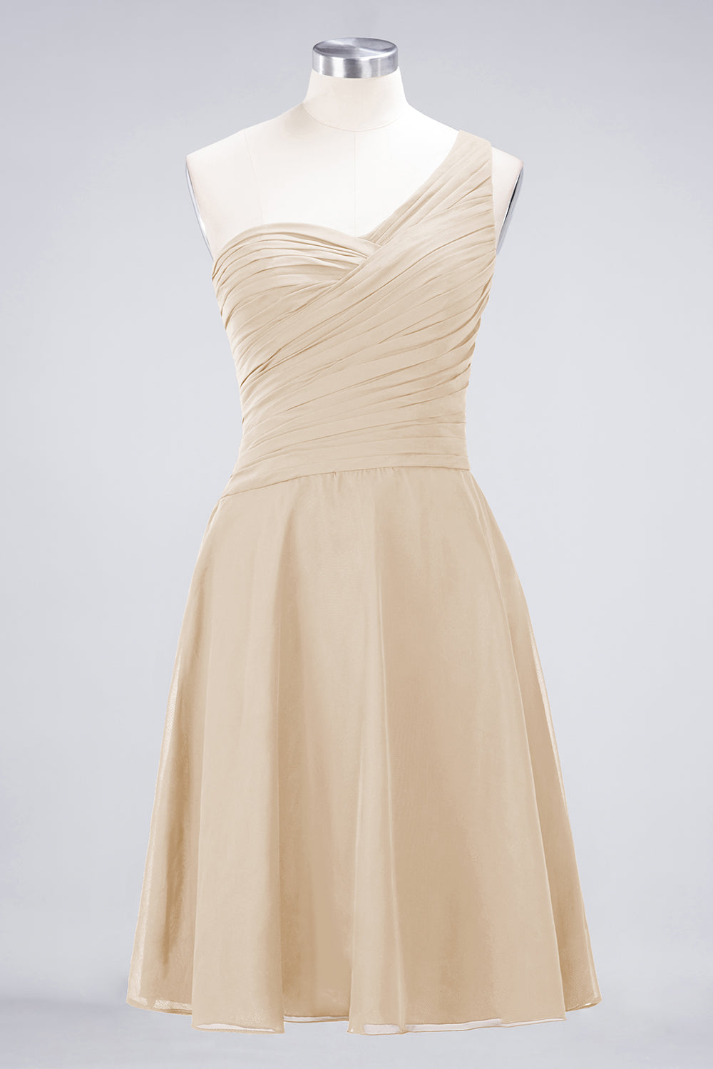 Chic One-Shoulder Short Burgundy Affordable Bridesmaid Dress with Ruffle