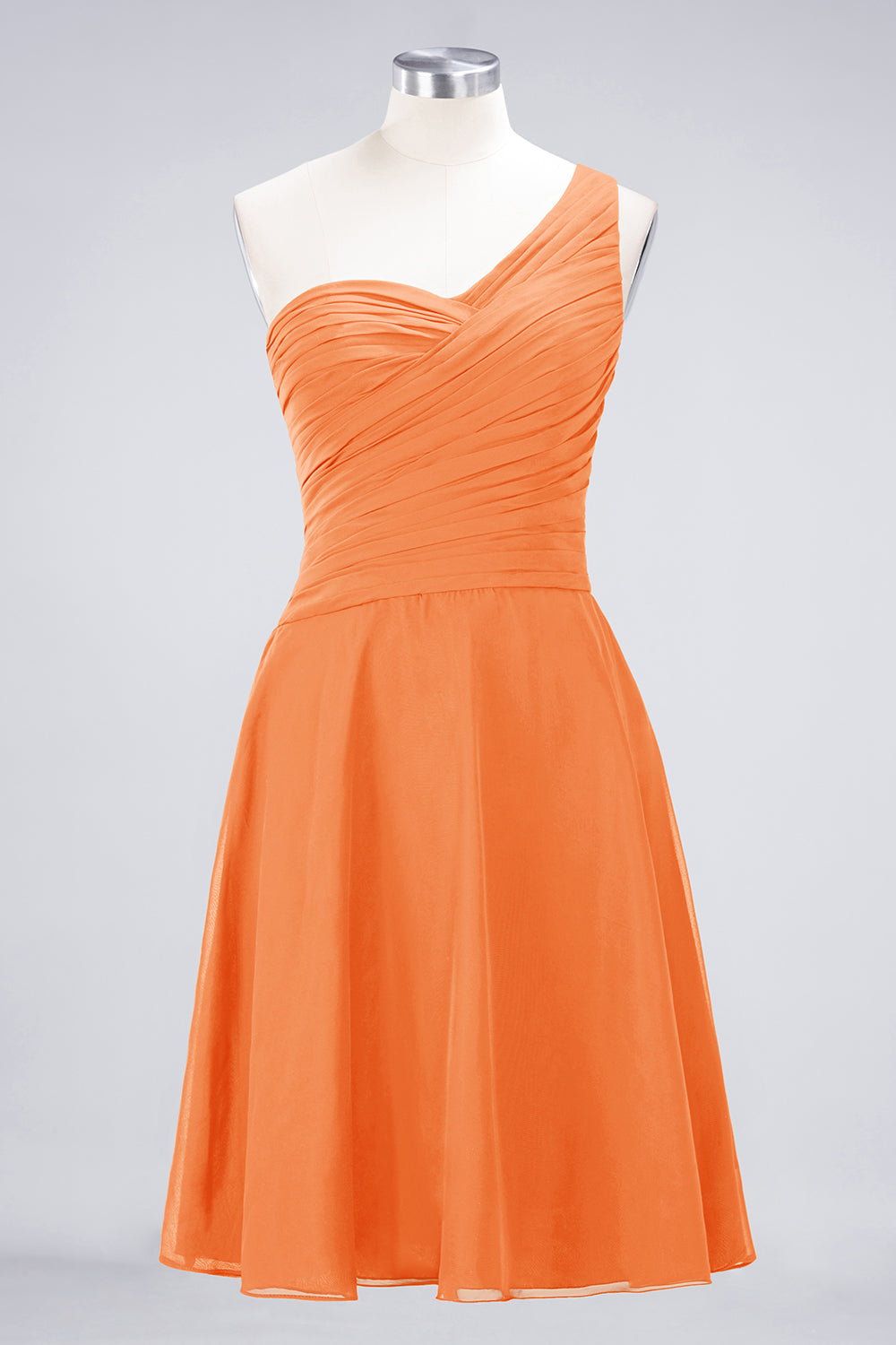 Chic One-Shoulder Short Burgundy Affordable Bridesmaid Dress with Ruffle