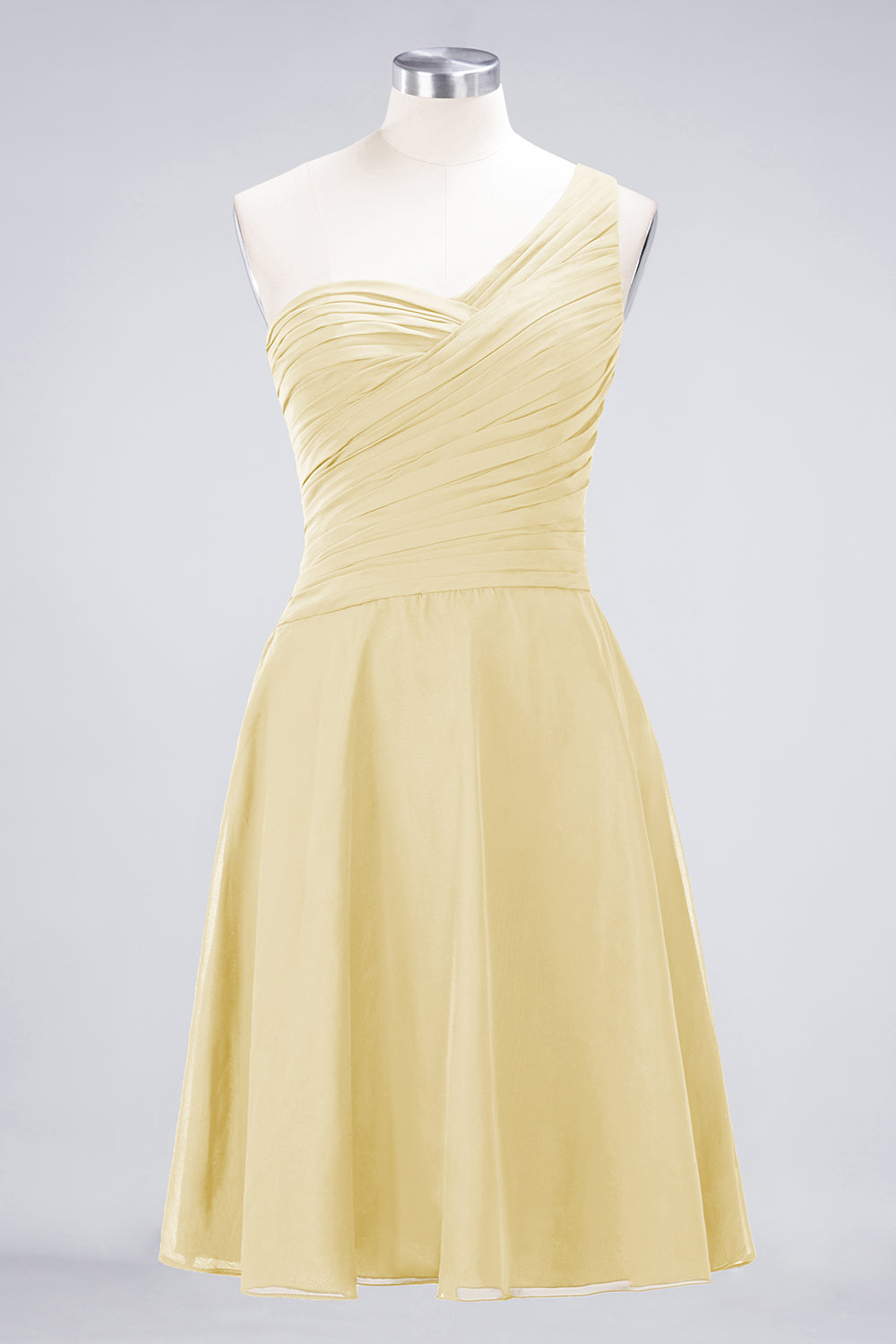 Chic One-Shoulder Short Burgundy Affordable Bridesmaid Dress with Ruffle