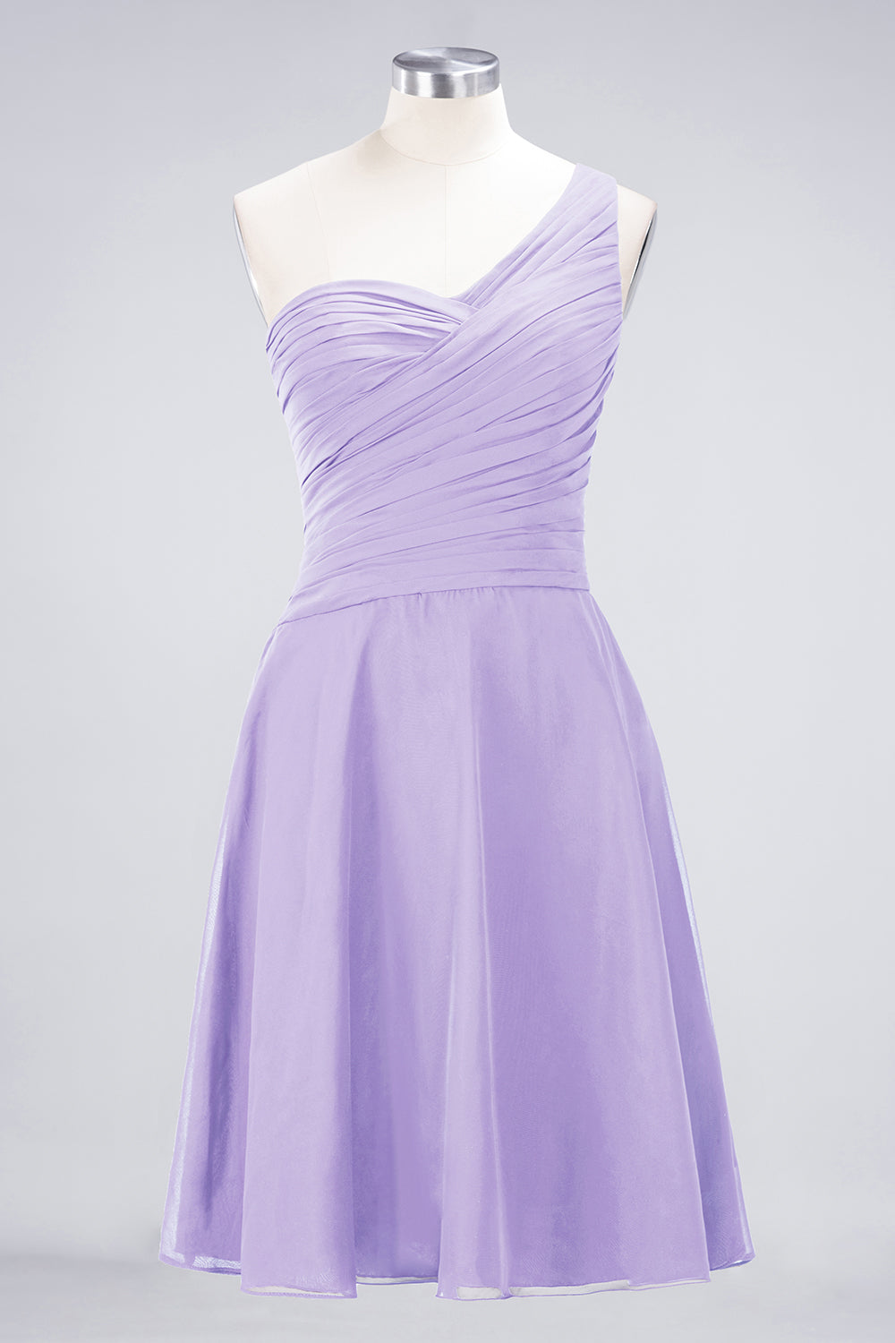 Chic One-Shoulder Short Burgundy Affordable Bridesmaid Dress with Ruffle